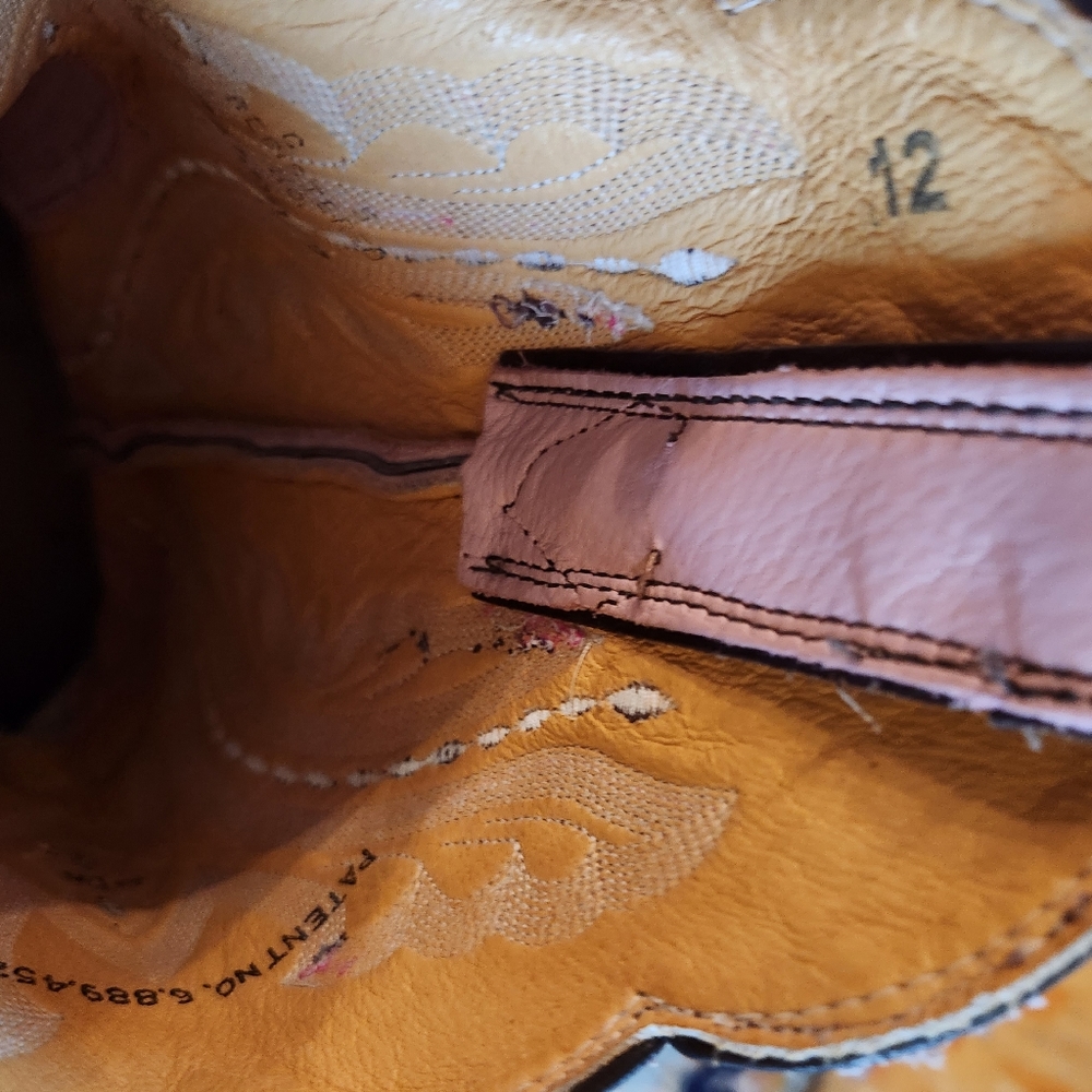 JUSTIN Punchy Pink Westerner Cowhide Foot COFFEE Leather Cowgirl Boots 8.5B EU C - Picture 14 of 16